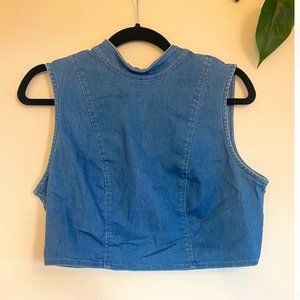 Guess Denim Mockneck Crop Top, L